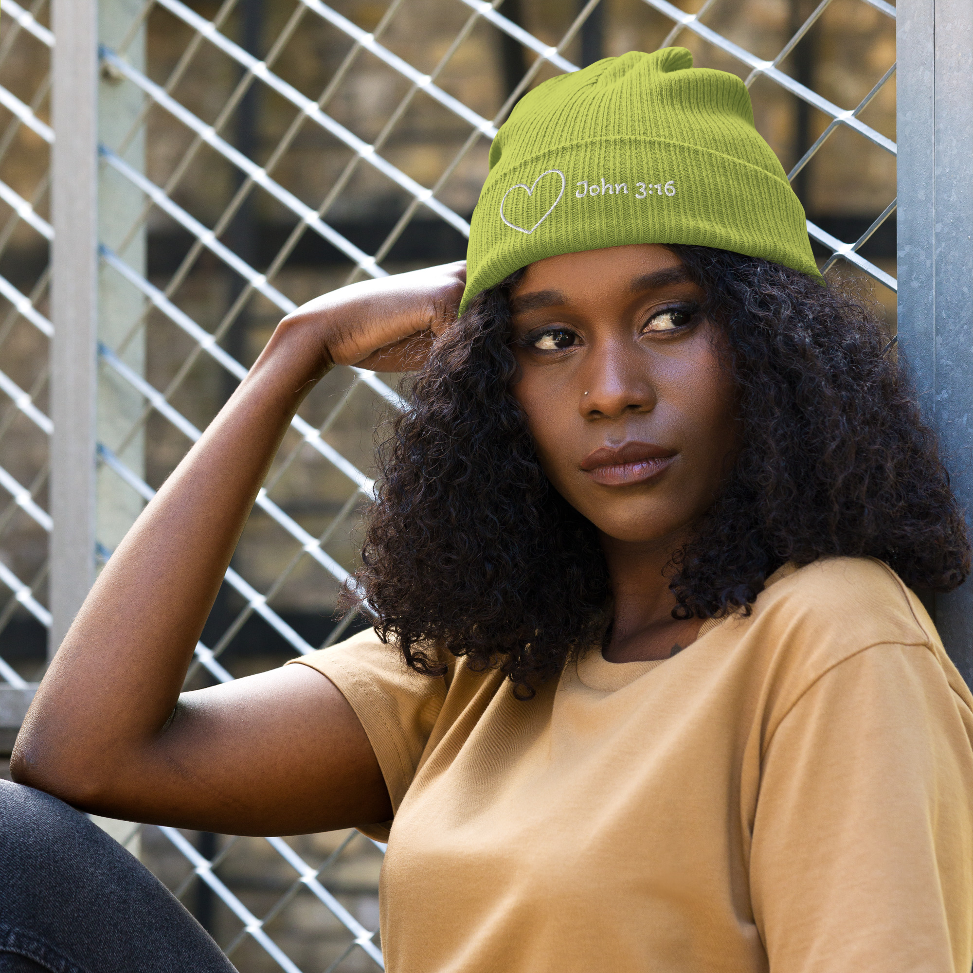 TLC Word of God John 3:16 - Organic ribbed beanie - Image 7