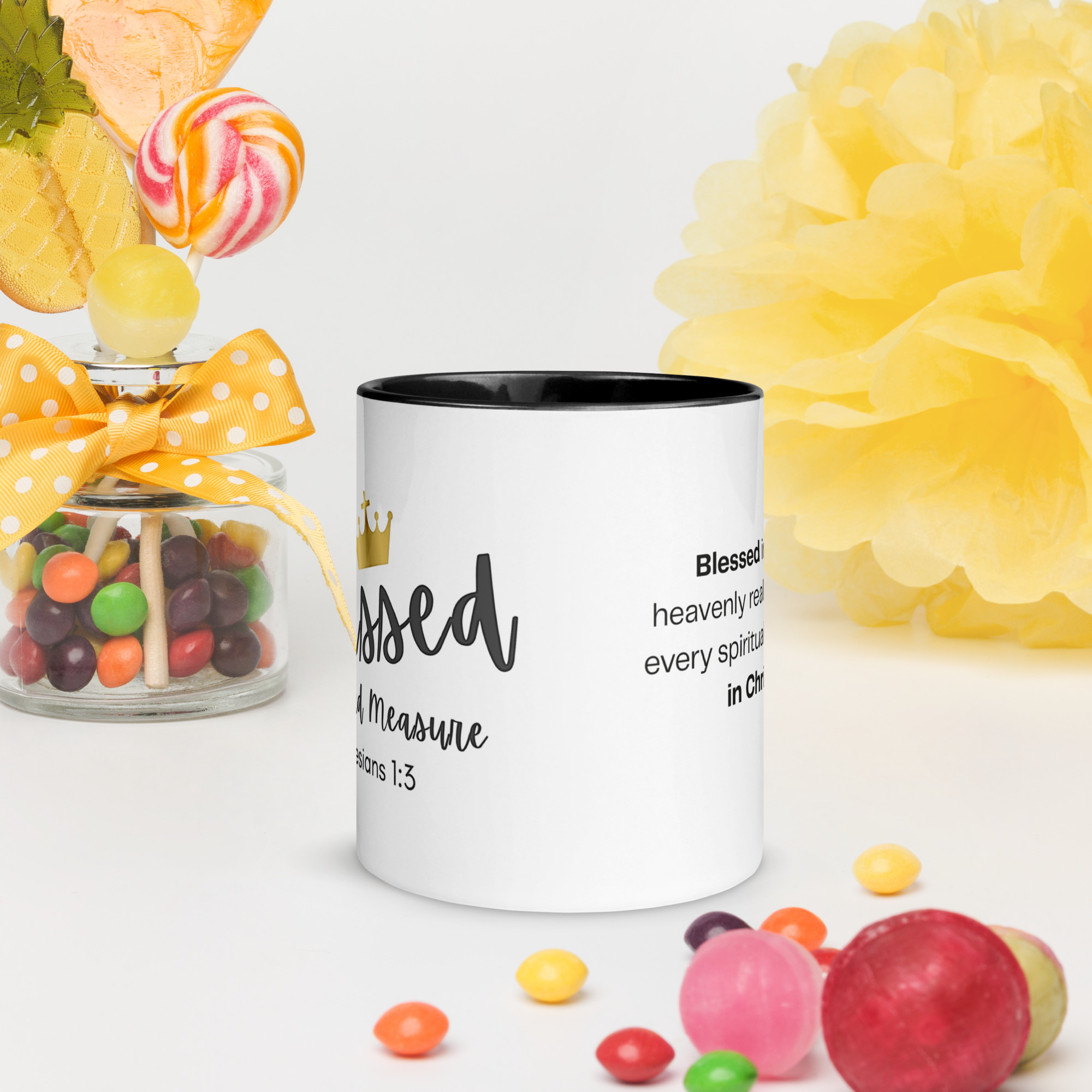 TLC Blessed Beyond Measure Eph 1:3 - Mug with Color Inside - Image 4