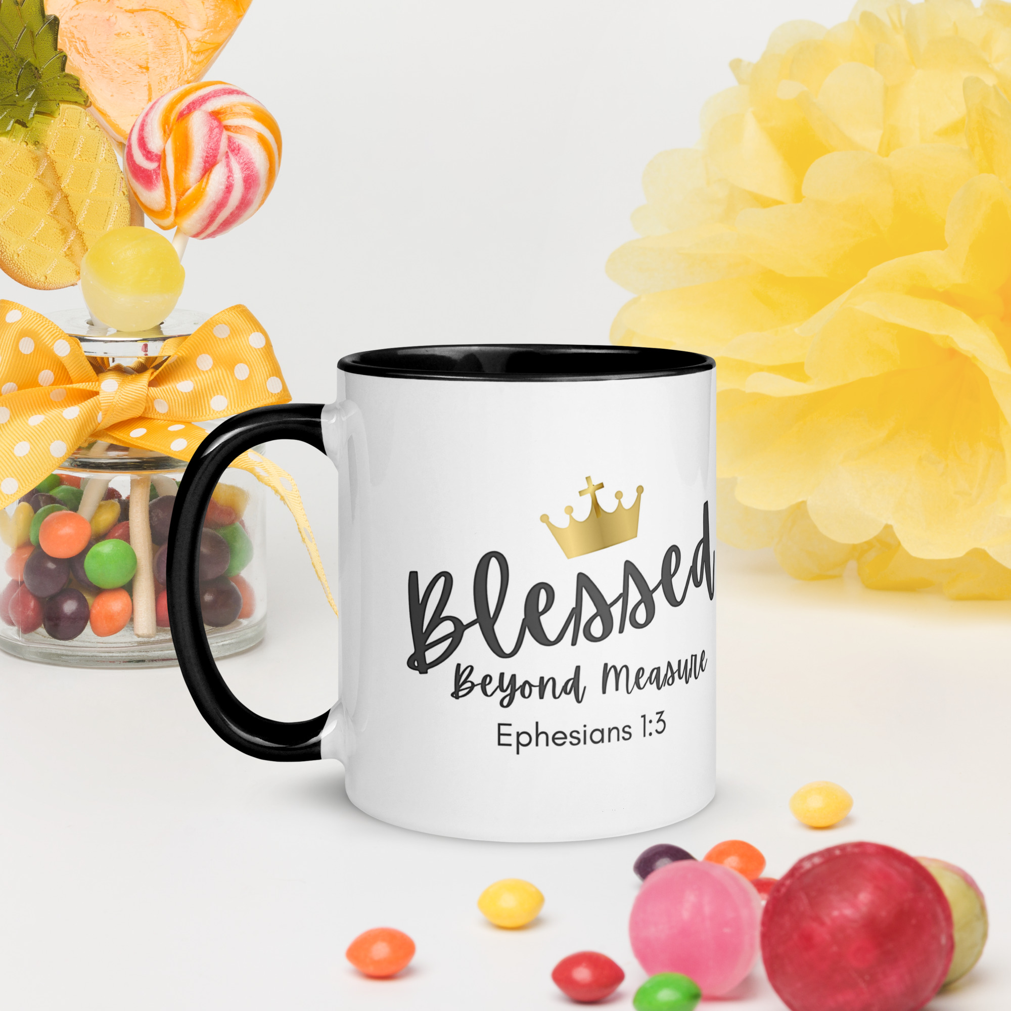TLC Blessed Beyond Measure Eph 1:3 - Mug with Color Inside - Image 2