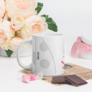 TLC Word of God : 2 Cor 15:7  Butterfly - White glossy mug - Image 2