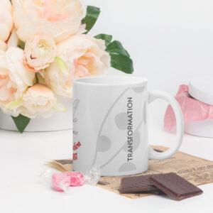 TLC Word of God : 2 Cor 15:7  Butterfly - White glossy mug - Image 3