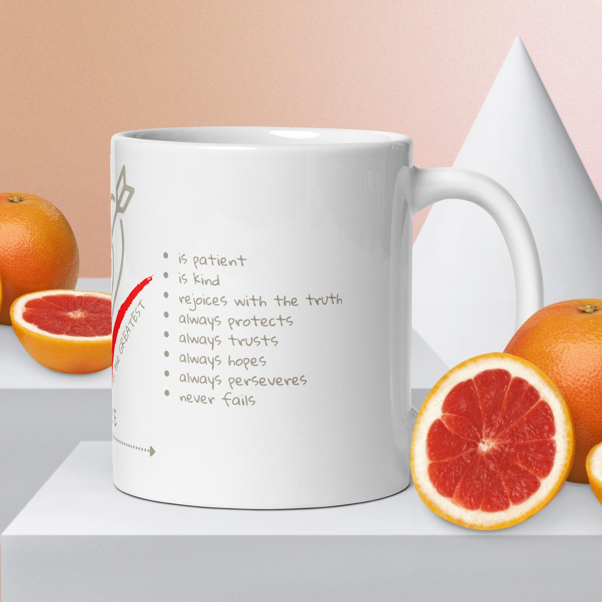 TLC Word of God LOVE 1 Cor 13 - White glossy mug - Image 1