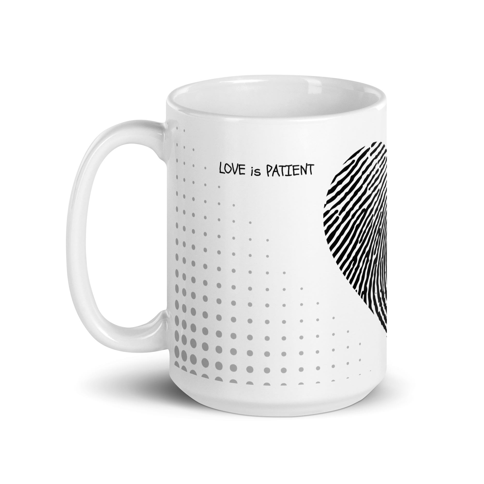 TLC LOVE is Patient & Kind 1 Cor 13:4 - White glossy mug - Image 6