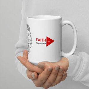 TLC Strong & Courageous LION Joshua 1:9 - White glossy mug - Image 5