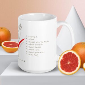 TLC Word of God LOVE 1 Cor 13 - White glossy mug - Image 2