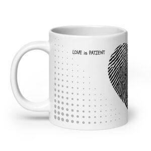 TLC LOVE is Patient & Kind 1 Cor 13:4 - White glossy mug - Image 8