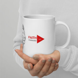 TLC Strong & Courageous LION Joshua 1:9 - White glossy mug