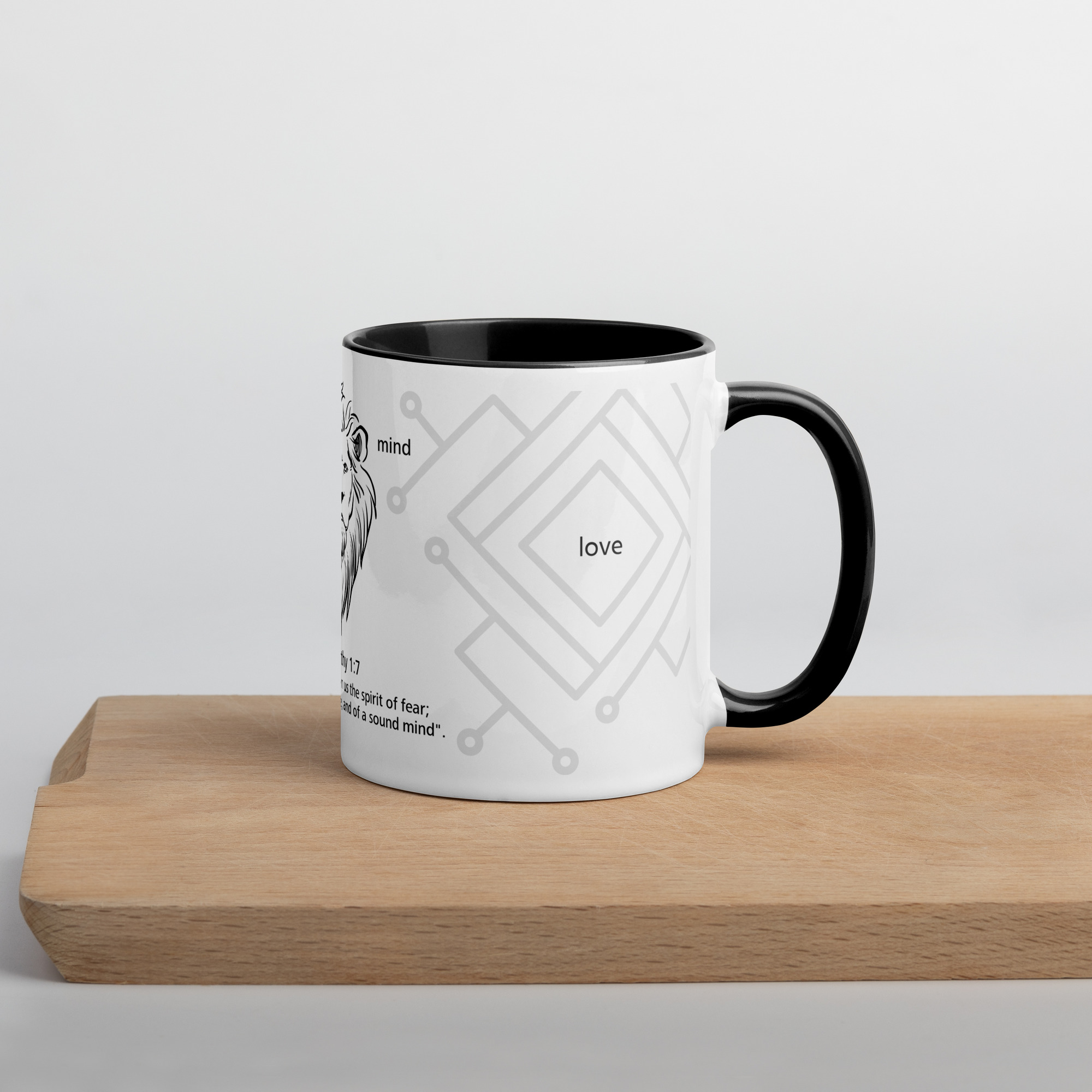 Lion Tribe 2 Tim 1:7 - Mug with Color Inside - Image 4