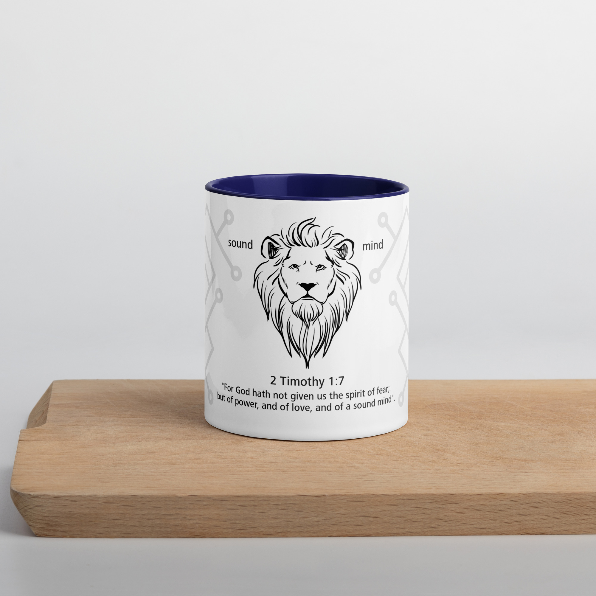Lion Tribe 2 Tim 1:7 - Mug with Color Inside - Image 1