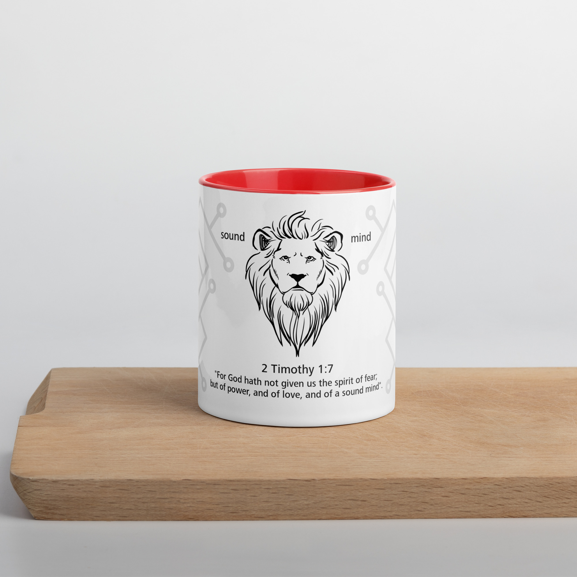 Lion Tribe 2 Tim 1:7 - Mug with Color Inside - Image 7