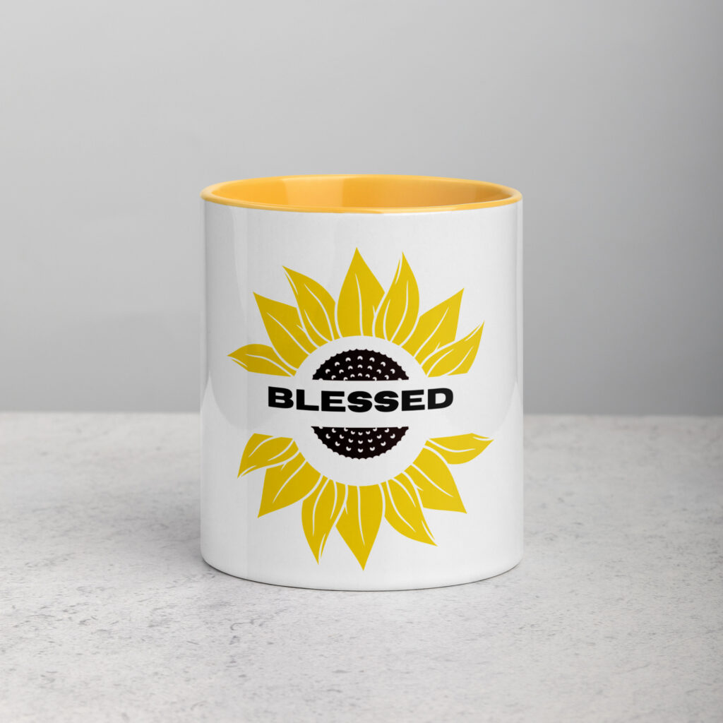 TLC Gifts Blessed (Sunflower) - Mug with Color Inside