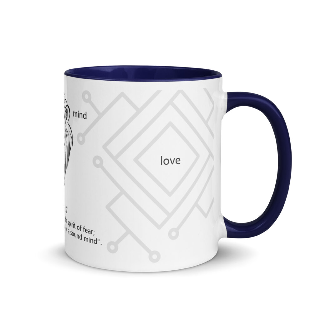TLC Word - 2Tim1v7 -Power,Love & Sound Mind - Mug with Color Inside