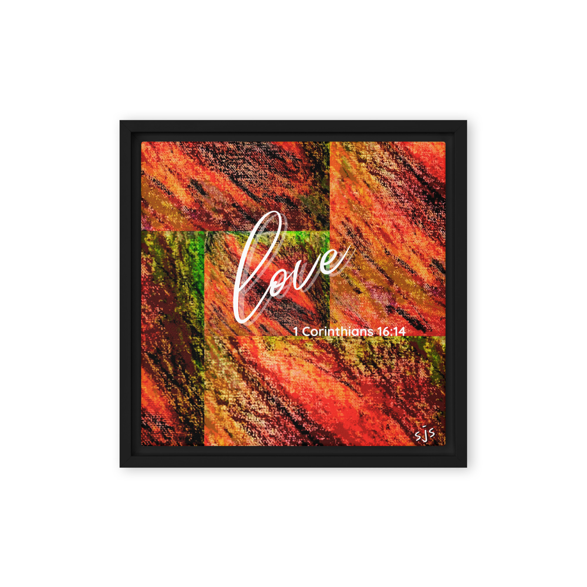 ZayinArt Word Love 1Cor16:14 - Framed canvas - Image 2