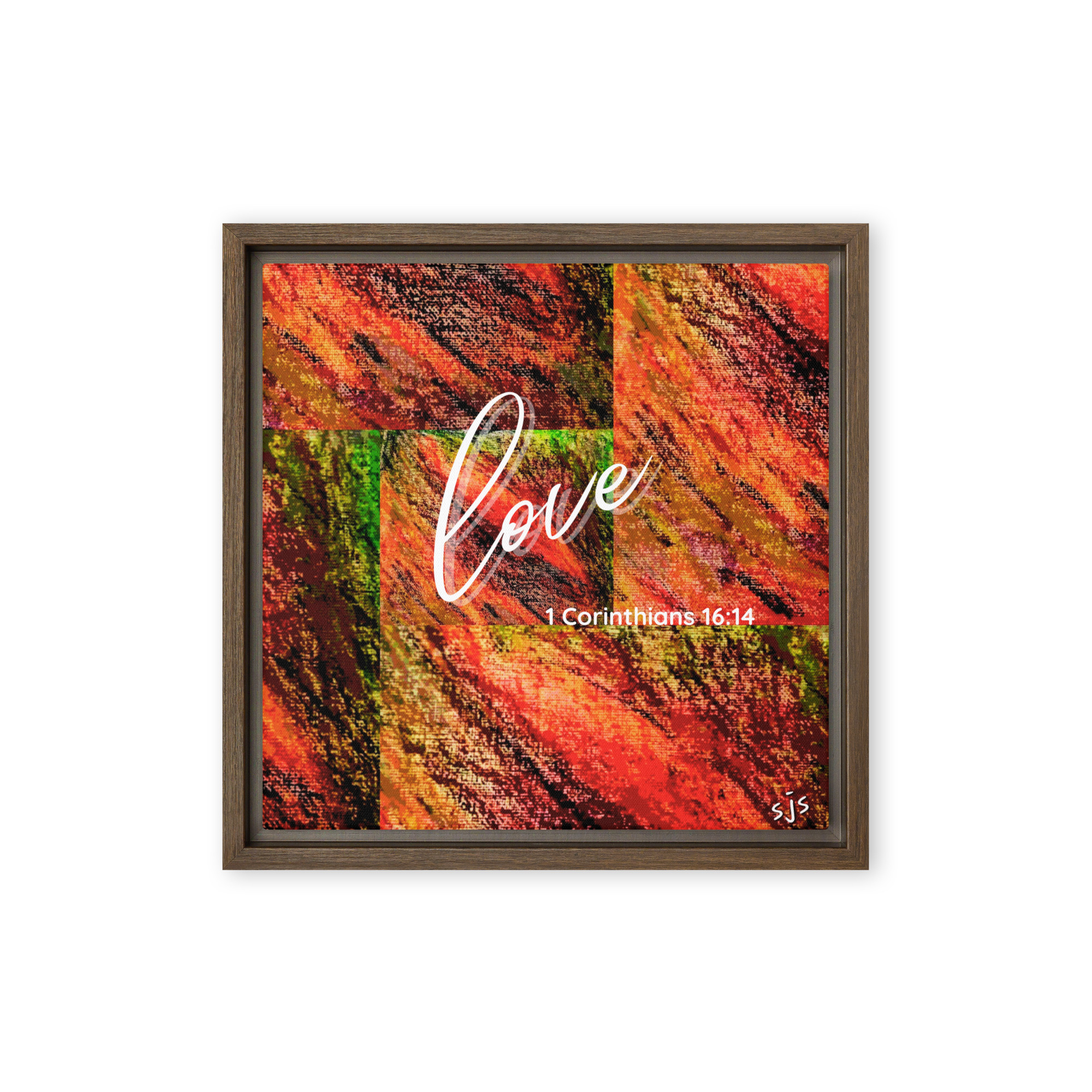 ZayinArt Word Love 1Cor16:14 - Framed canvas - Image 3