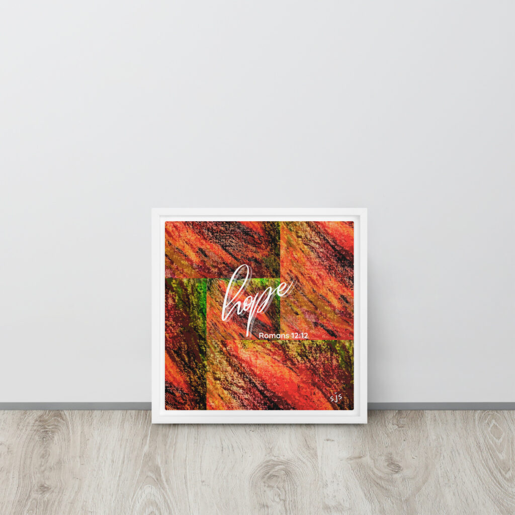 ZayinArt Word Hope Romans 12:12 - Framed canvas