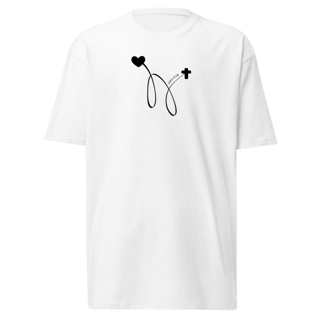 TLC Cross + Heart John316 - Men’s premium heavyweight tee