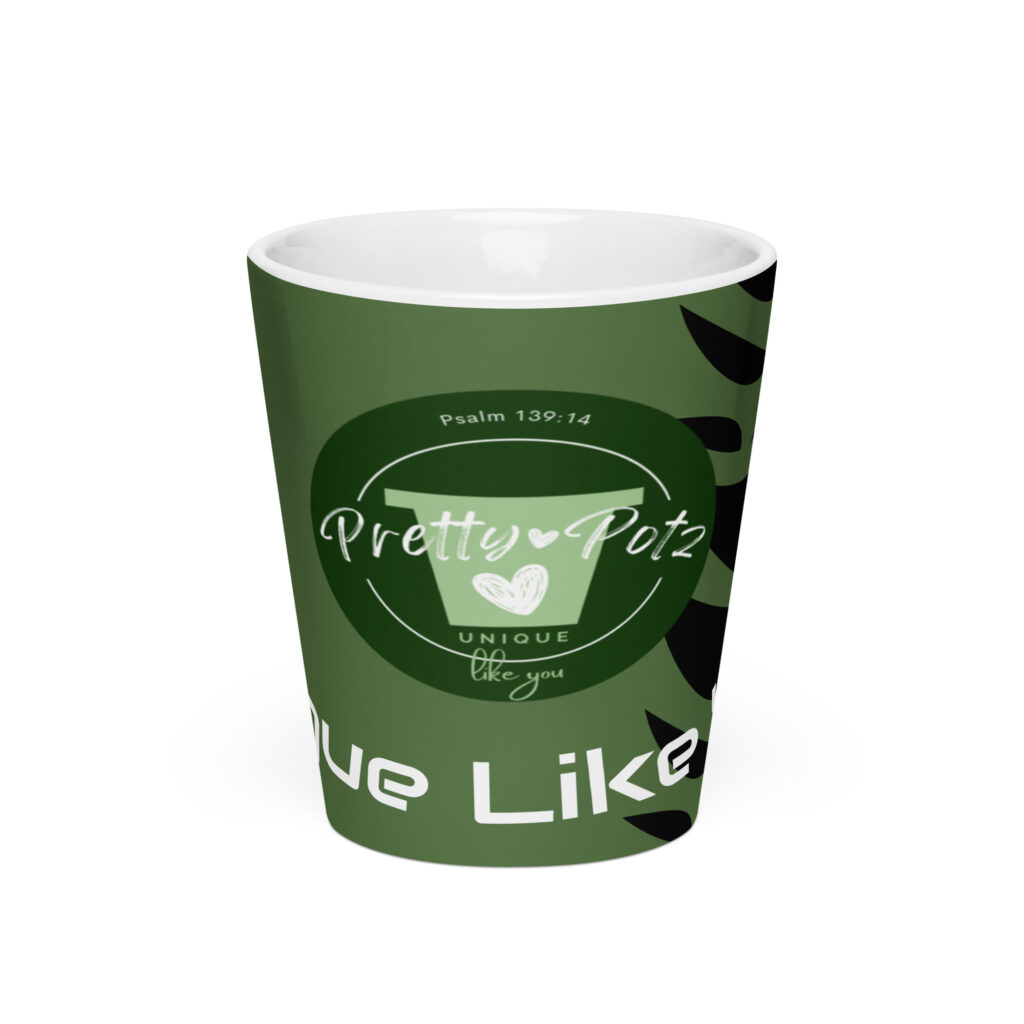 Prettypotz Green Leaves Psalm 139:14 - Latte mug