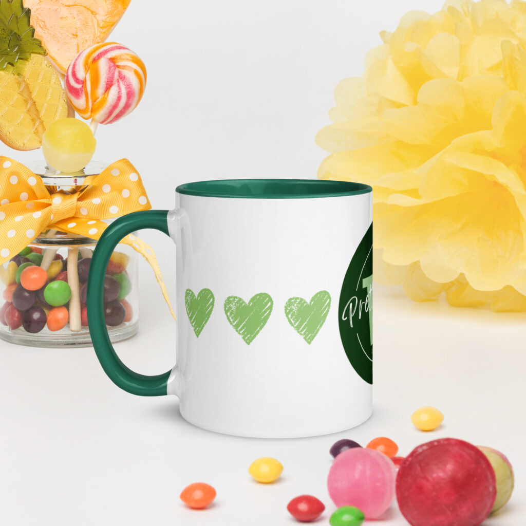 Prettypotz Green Hearts Psalm 139:14 - Mug with Color Inside