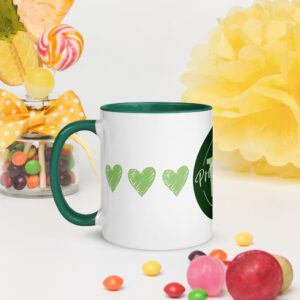 Prettypotz Green Hearts Psalm 139:14 - Mug with Color Inside