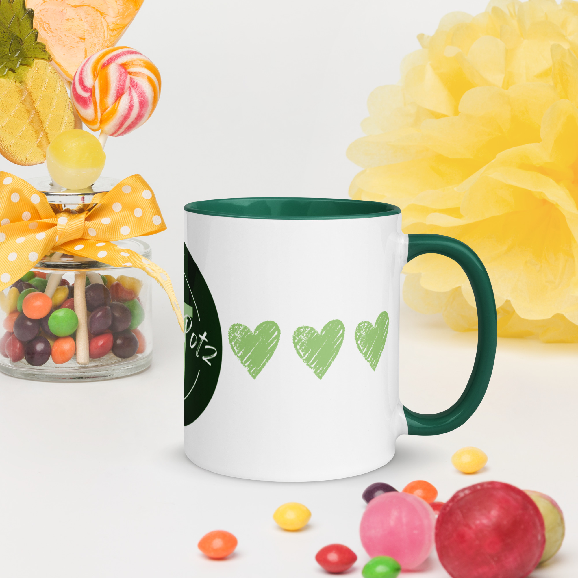 Prettypotz Green Hearts Psalm 139:14 - Mug with Color Inside - Image 7