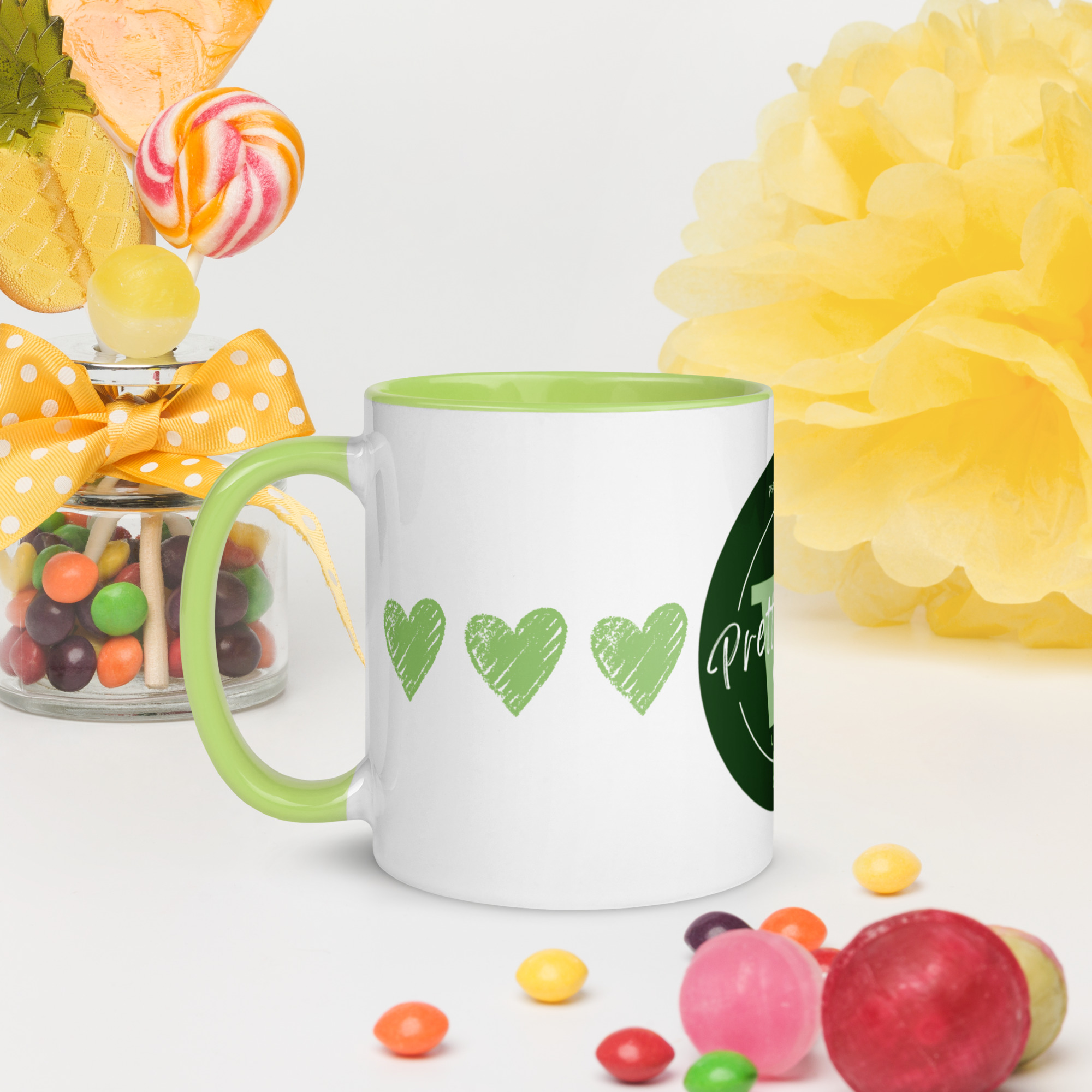 Prettypotz Green Hearts Psalm 139:14 - Mug with Color Inside - Image 9