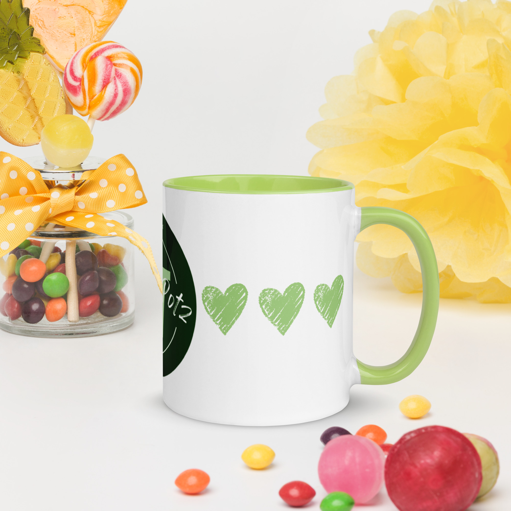 Prettypotz Green Hearts Psalm 139:14 - Mug with Color Inside - Image 10